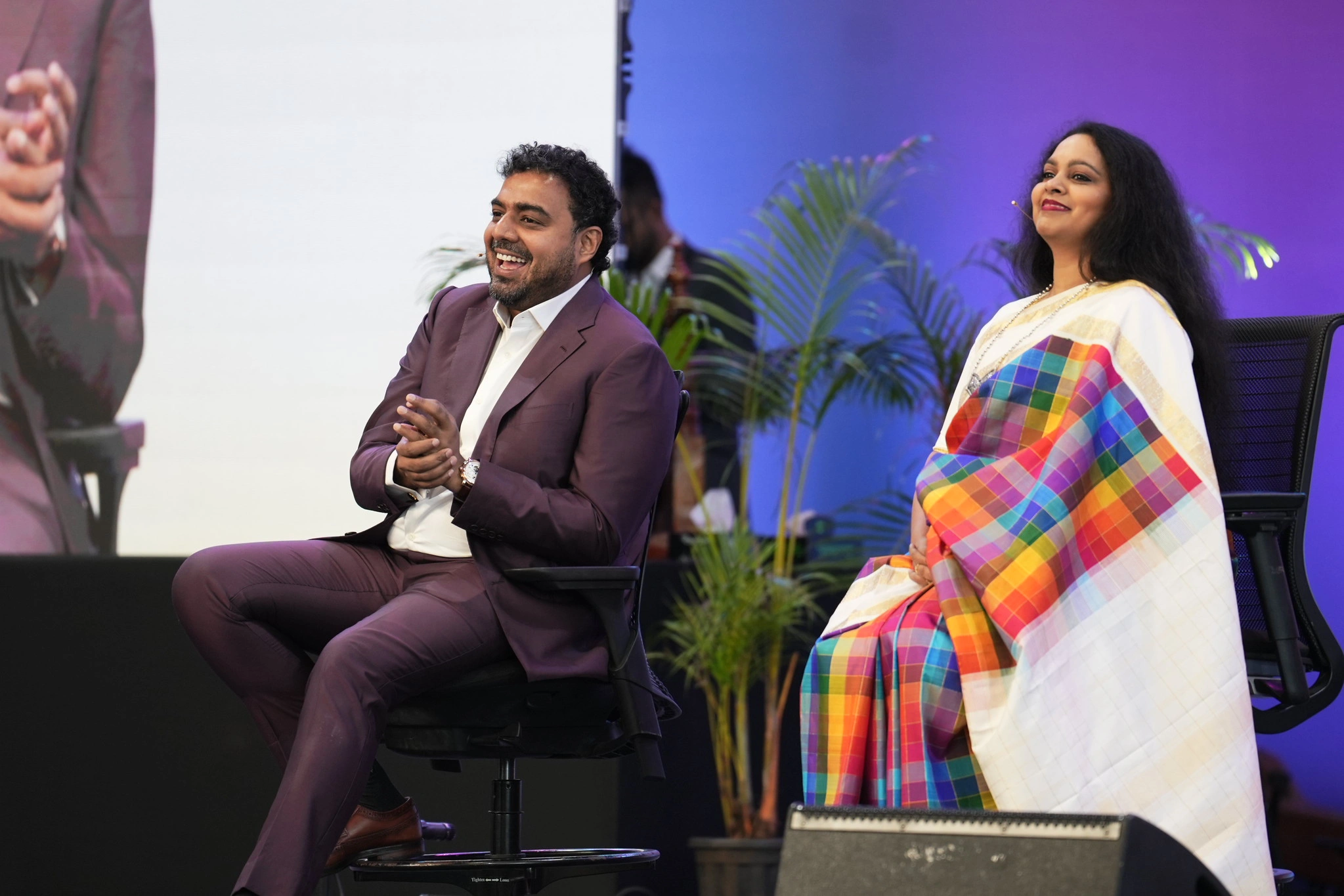 Antano Solar John and Harini Ramachandran on stage